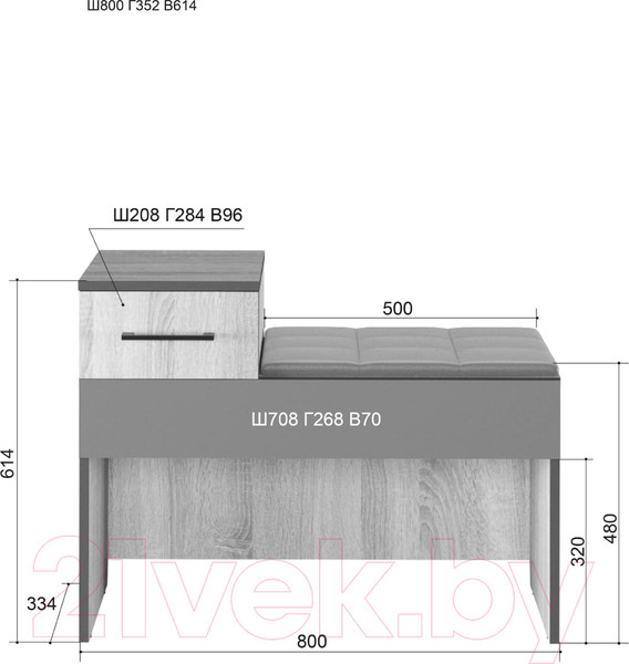 Изображение товара Тумба в прихожую Аквилон Эльза №5.2 800 (ясень анкор светлый)