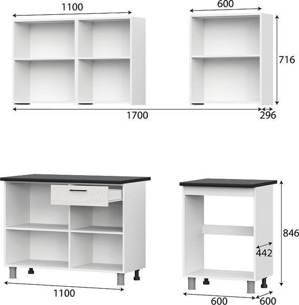 Изображение товара Кухонный гарнитур SV-мебель Лаванда 1.7 без столешницы (сосна санторини светлый)