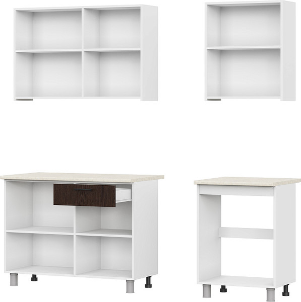 Изображение товара Кухонный гарнитур SV-мебель Розалия 1.7 (белый/ясень анкор светлый/дуб венге/семолина бежевый)