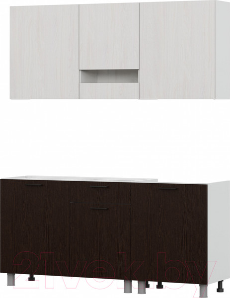 Изображение товара Кухонный гарнитур SV-мебель Розалия 1.7 (белый/ясень анкор светлый/дуб венге/семолина бежевый)