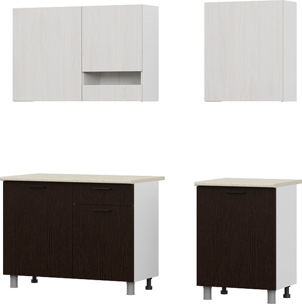 Изображение товара Кухонный гарнитур SV-мебель Розалия 1.7 (белый/ясень анкор светлый/дуб венге/семолина бежевый)