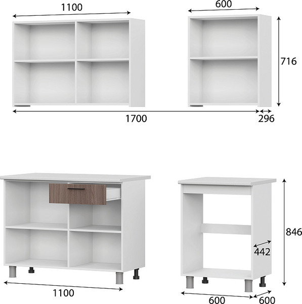 Изображение товара Кухонный гарнитур SV-мебель Розалия 1.7 (белый/ясень шимо темный/ясень шимо светлый/антарес)