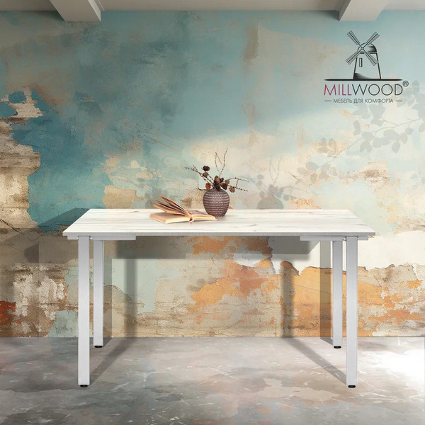 Изображение товара Обеденный стол Millwood Прага Л18 130x80 (дуб белый крафт/металл белый)