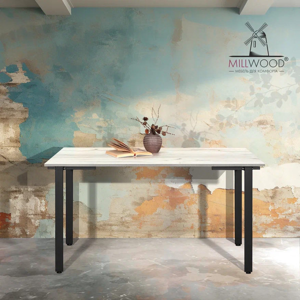 Изображение товара Обеденный стол Millwood Прага Л18 130x80 (дуб белый крафт/металл черный)