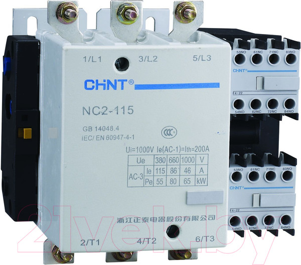 Изображение товара Контактор Chint NC2-115 115A 220-240В/АС3 50Гц R / 671433