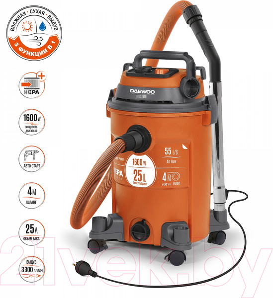 Изображение товара Профессиональный пылесос Daewoo Power DAVC 2516S
