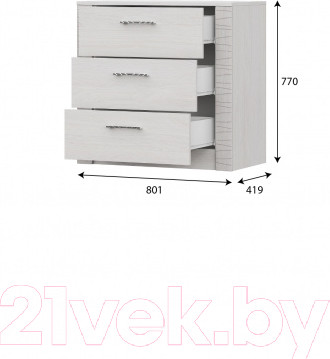 Изображение товара Комод SV-мебель Гамма 20 Серия №4 3 ящика (ясень анкор светлый/сандал светлый)