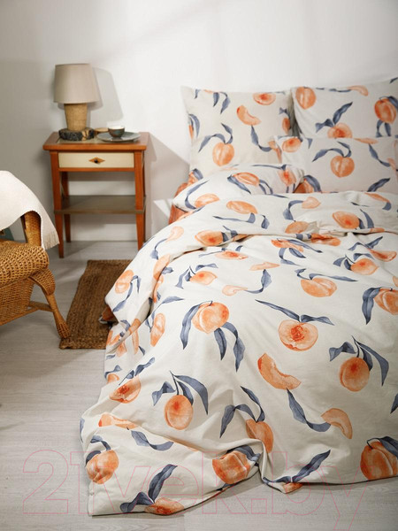 Изображение товара Комплект постельного белья Ночь нежна Сочный персик Стандарт Бязь 1.5сп 70x70 / 70413-1+9849-5
