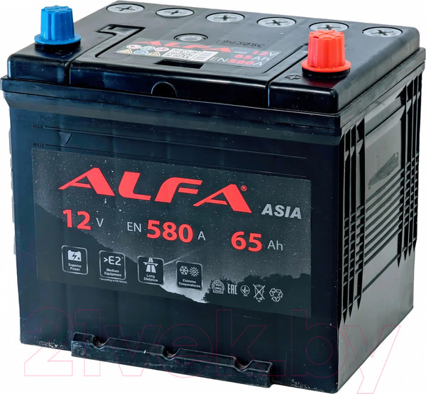 Изображение товара Автомобильный аккумулятор ALFA battery Asia JR 580A с бортом (65 А/ч)
