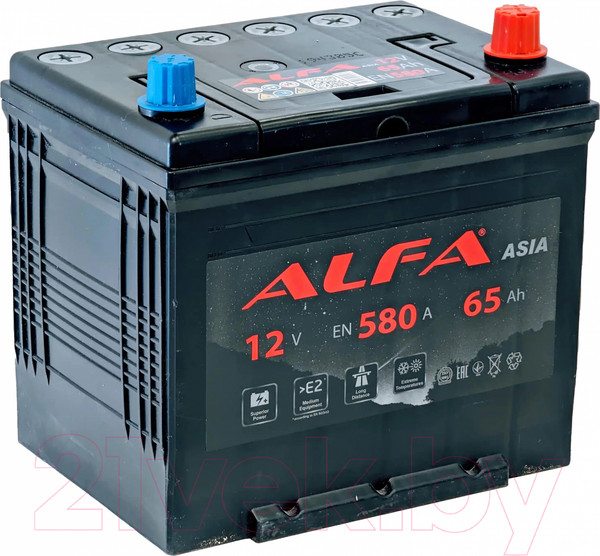 Изображение товара Автомобильный аккумулятор ALFA battery Asia JR 580A с бортом (65 А/ч)