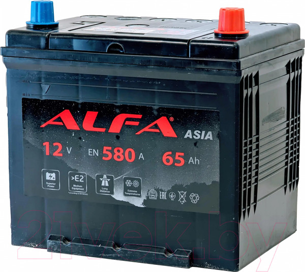 Изображение товара Автомобильный аккумулятор ALFA battery Asia JR 580A с бортом (65 А/ч)