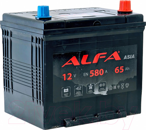Изображение товара Автомобильный аккумулятор ALFA battery Asia JR 580A с бортом (65 А/ч)
