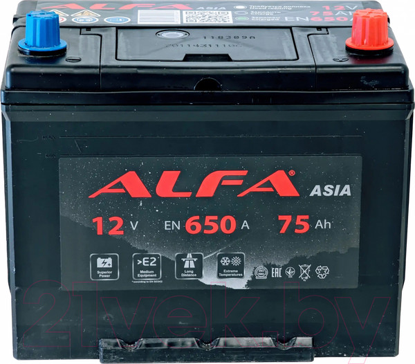 Изображение товара Автомобильный аккумулятор ALFA battery Asia JR 650A (75 А/ч)