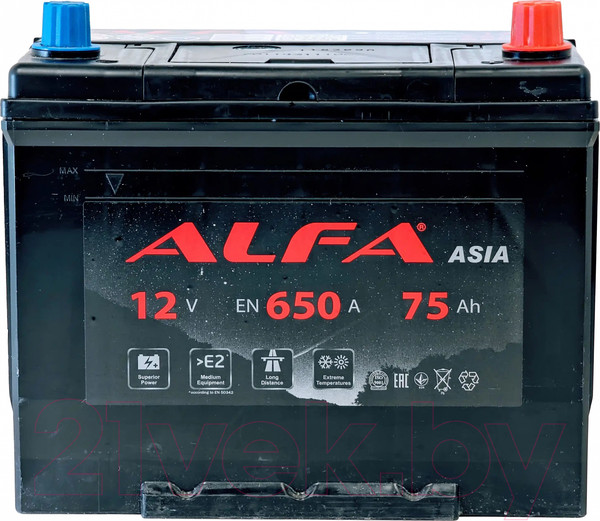 Изображение товара Автомобильный аккумулятор ALFA battery Asia JR 650A (75 А/ч)