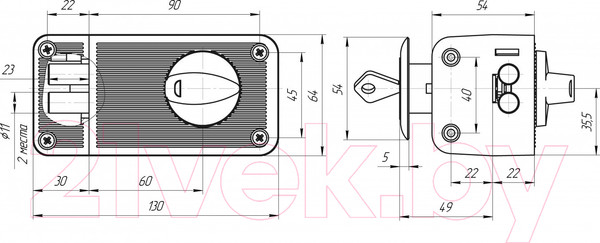 Изображение товара Замок накладной Зенит ЗН2-6 (медь)