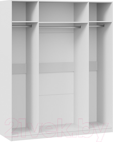 Изображение товара Шкаф ТриЯ Глосс СМ-319.07.442 с 2 дверями со стеклом и 2 зеркальными двер. (белый глянец/стекло)