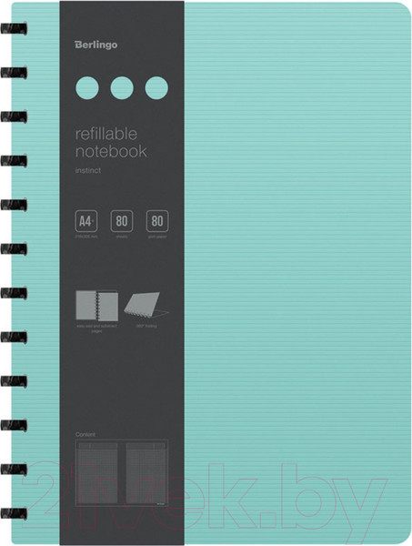 Изображение товара Блокнот Berlingo Instinct A4+ / RNt_A4102 (80л, клетка, мятный/черный)