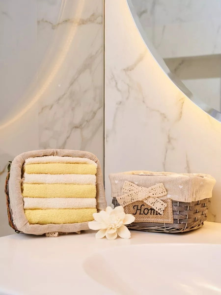 Изображение товара Полотенце Arya 6 Pcs. Leave Махра / 8680943086341 (кремовый/желтый)