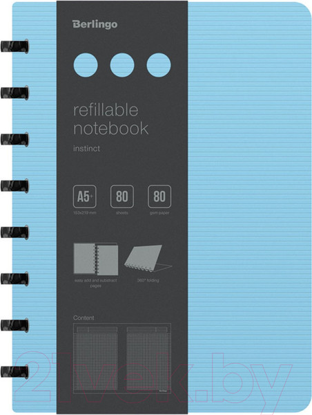 Изображение товара Блокнот Berlingo Instinct A5+ / RNt_A5104 (80л, клетка, аквамарин/черный)