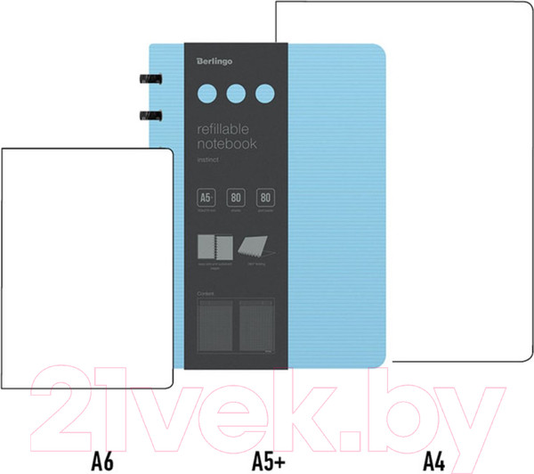 Изображение товара Блокнот Berlingo Instinct A5+ / RNt_A5104 (80л, клетка, аквамарин/черный)