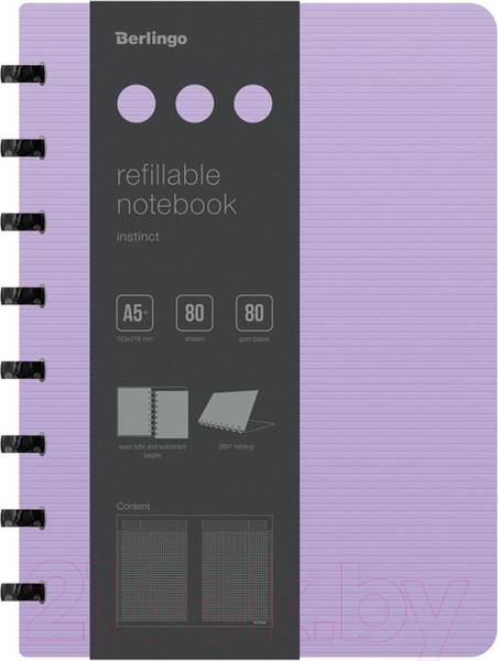 Изображение товара Блокнот Berlingo Instinct A5+ / RNt_A5103 (80л, клетка, лаванда/черный)