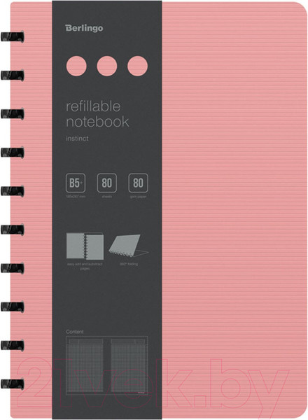 Изображение товара Блокнот Berlingo Instinct B5+ / RNt_B5101 (80л, клетка, фламинго/черный)