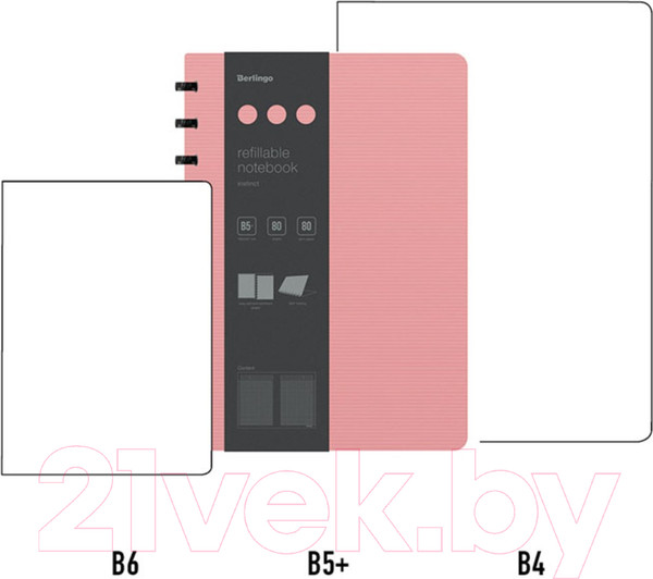 Изображение товара Блокнот Berlingo Instinct B5+ / RNt_B5101 (80л, клетка, фламинго/черный)