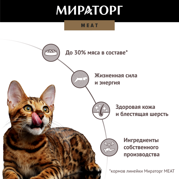 Изображение товара Сухой корм для кошек Мираторг Meat для взрослых старше 1 года с сочным ягненком / 1010021090 (300г)