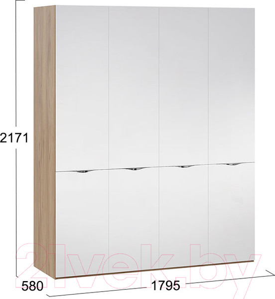 Изображение товара Шкаф ТриЯ Глосс с 4 зеркальными дверями СМ-319.07.443 (яблоня беллуно)
