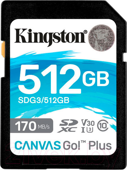 Изображение товара Карта памяти Kingston Canvas Go Plus SDXC 170R C10 UHS-I U3 V30 512GB (SDG3/512GB)