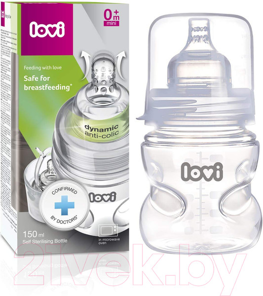 Изображение товара Бутылочка для кормления Lovi Самостерилизующаяся / 21/572 (150мл)