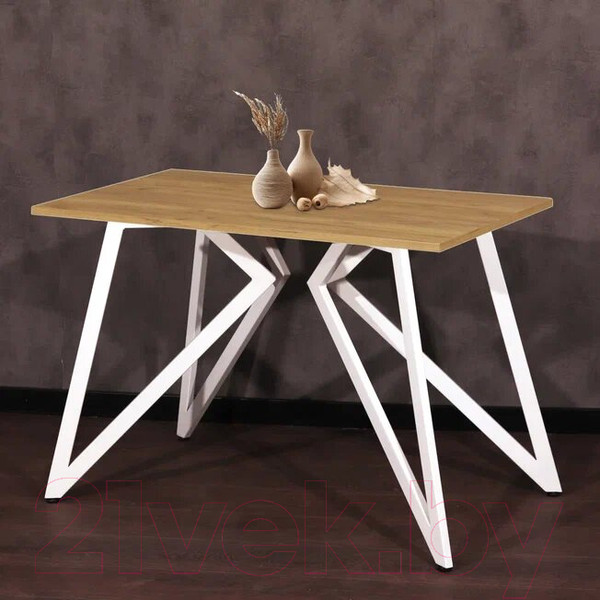 Изображение товара Обеденный стол Millwood Женева Л18 100x70 (дуб золотой Craft/металл белый)