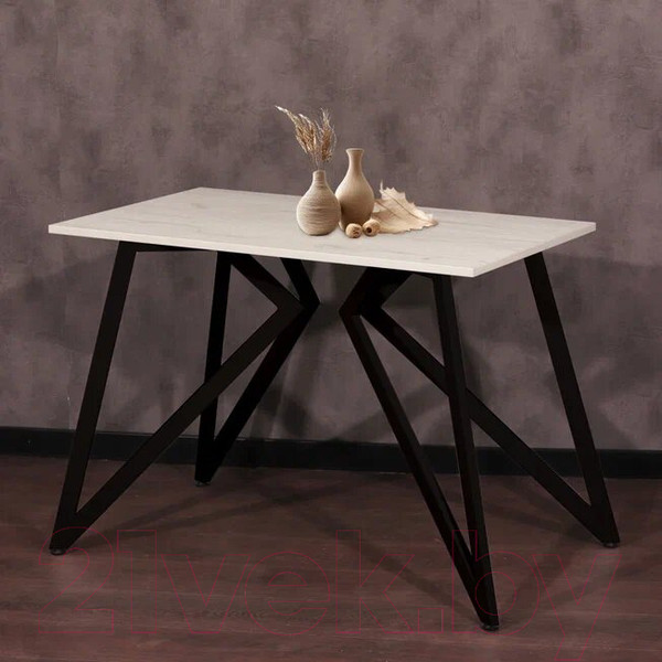 Изображение товара Обеденный стол Millwood Женева Л18 100x70 (дуб белый Craft/металл черный)