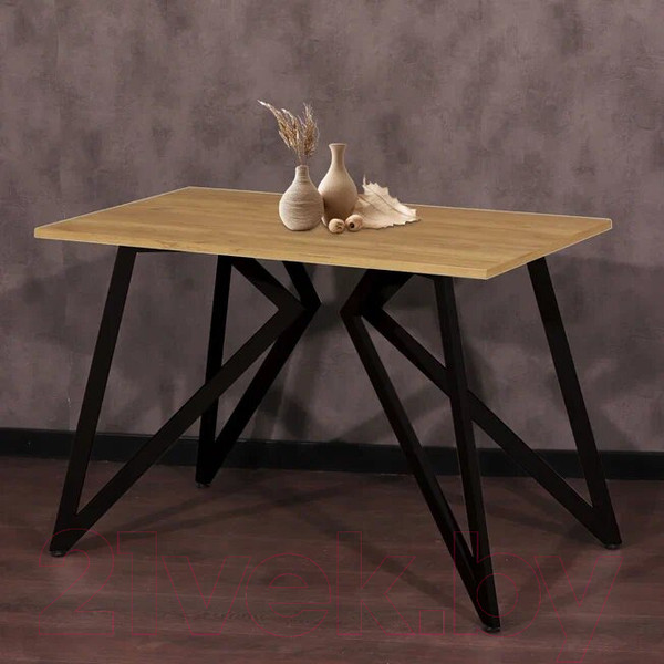 Изображение товара Обеденный стол Millwood Женева Л18 100x70 (дуб золотой Craft/металл черный)