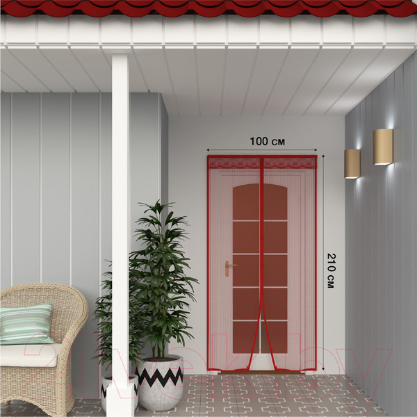 Изображение товара Москитная сетка на дверь Rexant 71-0225 (розовый с цветами)