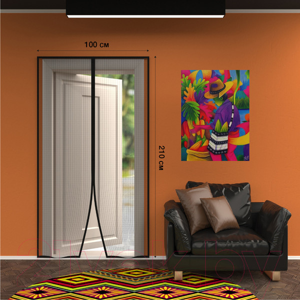 Изображение товара Москитная сетка на дверь Rexant 71-0221 (черный)