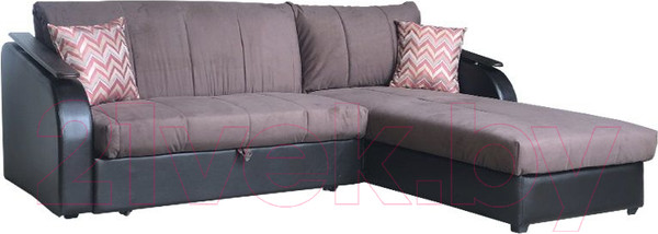 Изображение товара Диван угловой Асмана Магнат 1.2 декор прямой (ридли 07/банни 13/кз коричневый)