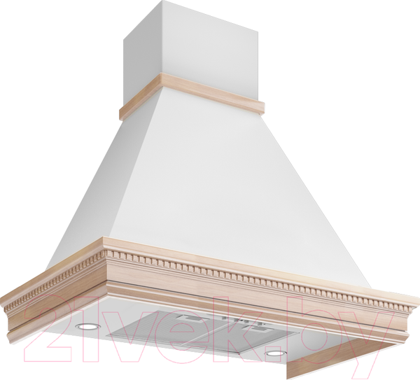 Изображение товара Вытяжка купольная Elikor Вилла Луизиана 60П-650-П3 (белый/дуб неокрашенный)