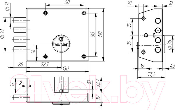 Изображение товара Замок накладной Зенит ЗН4-2 (бронза)