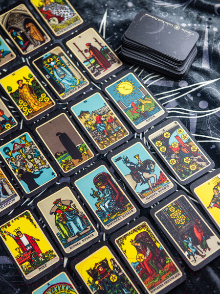 Изображение товара Гадальные карты Gothic Kotik Production Мини Таро Райдера Уэйта классические 78+2 (черный матовый)