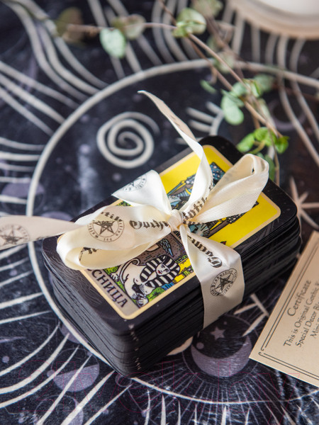 Изображение товара Гадальные карты Gothic Kotik Production Мини Таро Райдера Уэйта классические 78+2 (черный матовый)