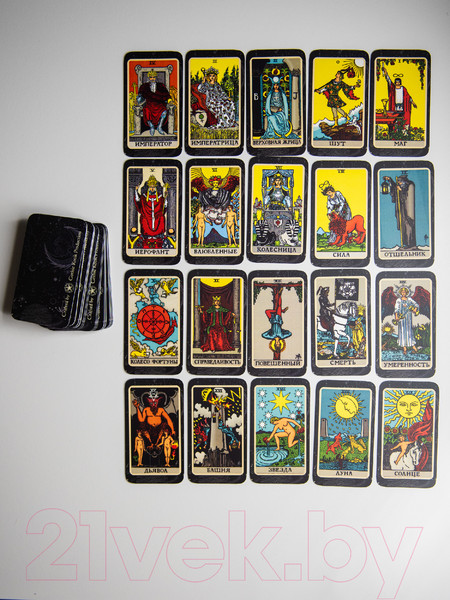 Изображение товара Гадальные карты Gothic Kotik Production Мини Таро Райдера Уэйта классические 78+2 (черный матовый)