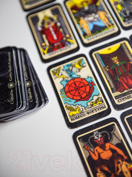 Изображение товара Гадальные карты Gothic Kotik Production Мини Таро Райдера Уэйта классические 78+2 (черный матовый)