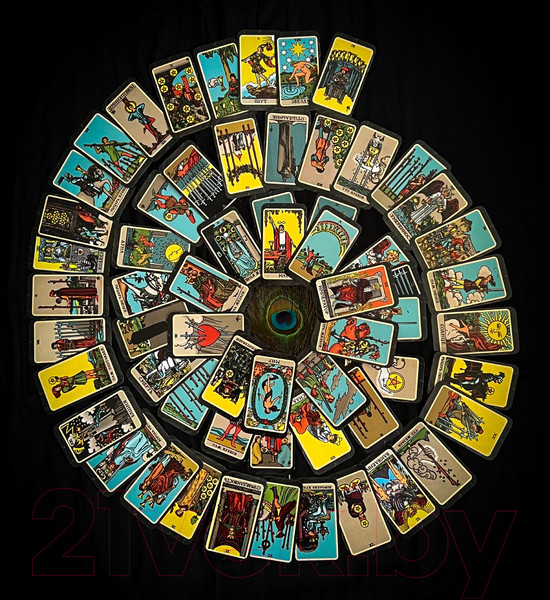 Изображение товара Гадальные карты Gothic Kotik Production Мини Таро Райдера Уэйта классические 78+2 (черный матовый)