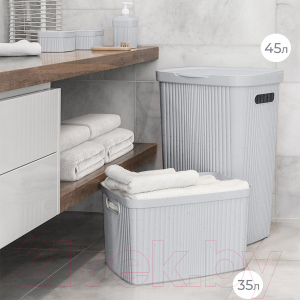 Изображение товара Корзина для белья Econova Velvet / 433246238 (светло-серый флэк)