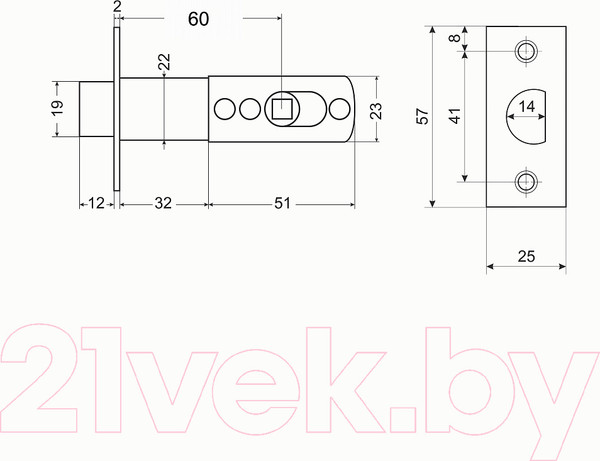 Изображение товара Защелка врезная Аллюр Для моделей 5560,5562,5564 ET-СР (хром)
