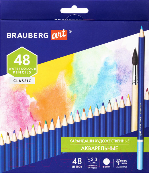 Изображение товара Набор акварельных карандашей Brauberg Art Classic / 181532 (48цв)