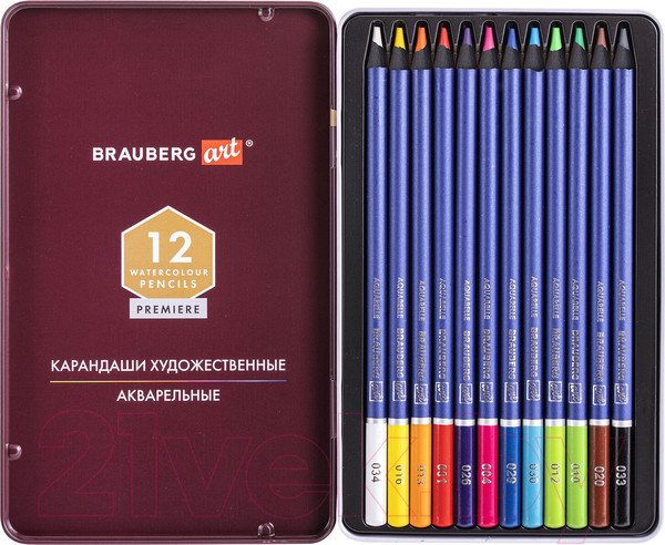 Изображение товара Набор акварельных карандашей Brauberg Art Premiere / 181533 (12цв)