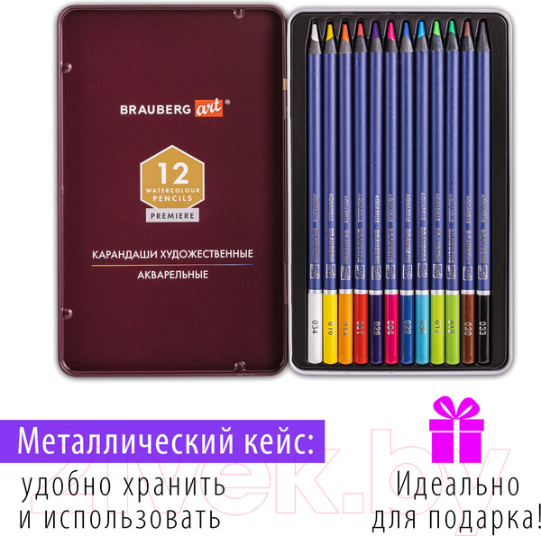 Изображение товара Набор акварельных карандашей Brauberg Art Premiere / 181533 (12цв)