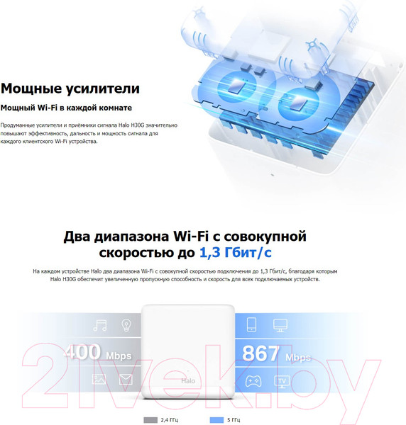 Изображение товара Комплект беспроводных маршрутизаторов Mercusys Halo H30G (2шт)